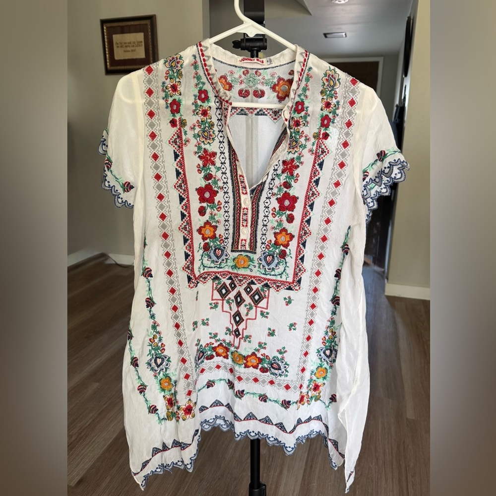 Johnny Was Multicolor Embroidered Blouse